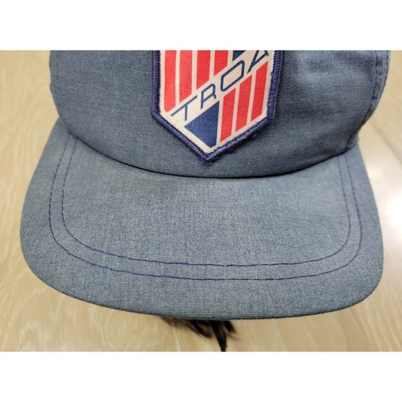 Life Member TROA Member Hat Leather Strapback Bump Front Patch Front Blue VTG - Picture 3 of 11